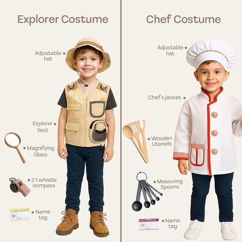 PATHFINDER PANDAS 5-1 Kids Dress Up Clothes & Pretend Play Costumes for Ages 3-7 - Cute Role Play Dress Up Costumes for Boys & Girls with Matching Accessories & Storage Trunk in Saudi Arabia