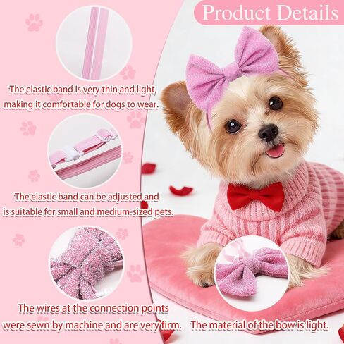 2Pcs Dog Hair Bow Headband for Small Medium Dogs, Adjustable Love Heart Pet Dog Hair Bow Headband for Pets Puppy Cats Valentine's Day Grooming Accessories (Love and Wings) in Saudi Arabia