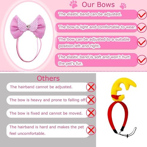 2Pcs Dog Hair Bow Headband for Small Medium Dogs, Adjustable Love Heart Pet Dog Hair Bow Headband for Pets Puppy Cats Valentine's Day Grooming Accessories (Love and Wings) in Saudi Arabia