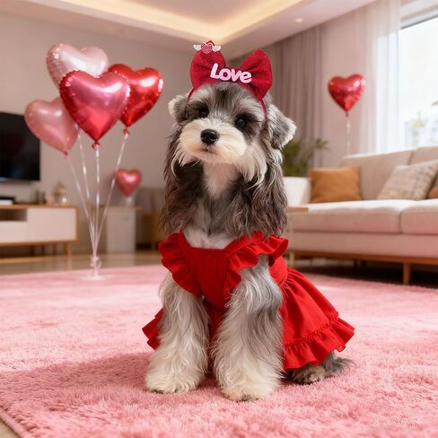 2Pcs Dog Hair Bow Headband for Small Medium Dogs, Adjustable Love Heart Pet Dog Hair Bow Headband for Pets Puppy Cats Valentine's Day Grooming Accessories (Love and Wings) in Saudi Arabia
