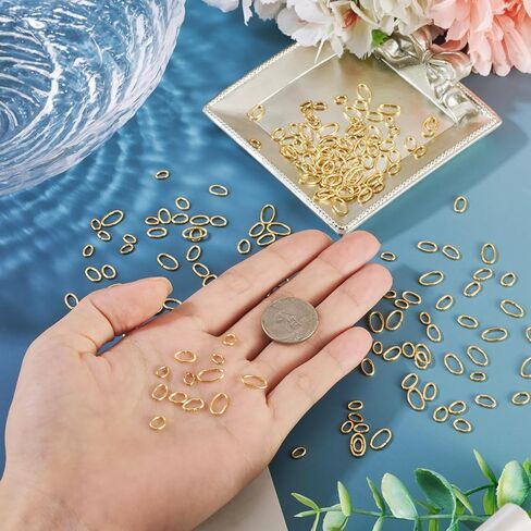 200 قطعة من حلقات القفز البيضاوية المصنوعة من الفولاذ المقاوم للصدأ من Craftdady، نتائج DIY مطلية بالذهب عيار 18 قيراط، حلقات قفز بيضاوية مغلقة لصنع قلادة سوار يدوية الصنع 4 أنماط، 4-6x6-10 مم in Saudi Arabia