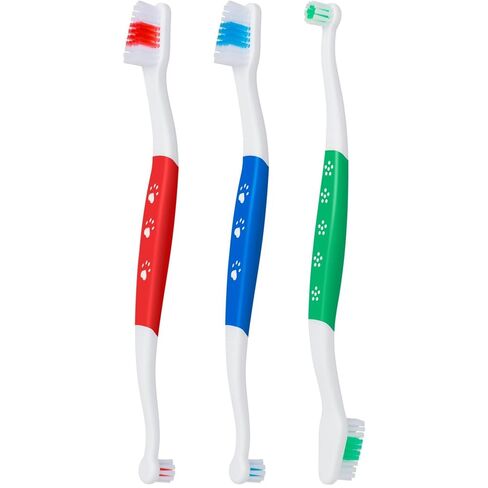 3 Pack Pet brush for Dogs Cats Double Headed with Soft Bristles Easy Teeth Cleaning Non Slip Dog Toothbrushes in Bulk in Saudi Arabia
