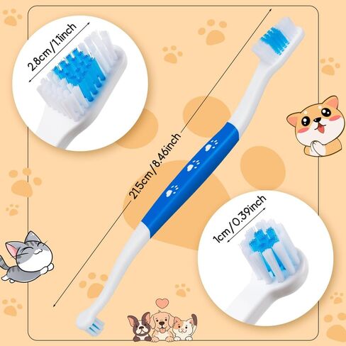 3 Pack Pet brush for Dogs Cats Double Headed with Soft Bristles Easy Teeth Cleaning Non Slip Dog Toothbrushes in Bulk in Saudi Arabia