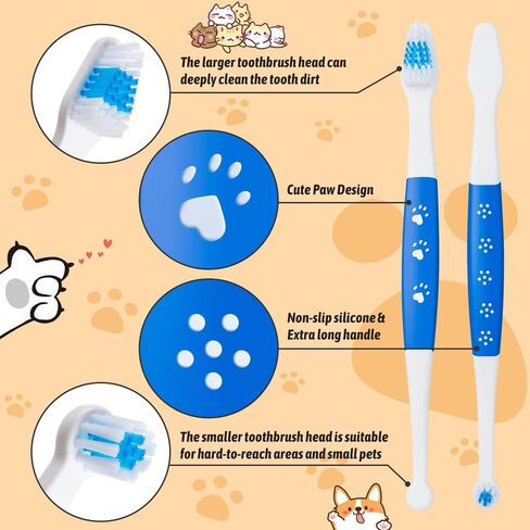 3 Pack Pet brush for Dogs Cats Double Headed with Soft Bristles Easy Teeth Cleaning Non Slip Dog Toothbrushes in Bulk in Saudi Arabia
