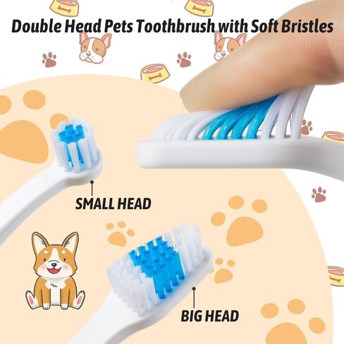 3 Pack Pet brush for Dogs Cats Double Headed with Soft Bristles Easy Teeth Cleaning Non Slip Dog Toothbrushes in Bulk in Saudi Arabia