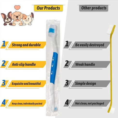 3 Pack Pet brush for Dogs Cats Double Headed with Soft Bristles Easy Teeth Cleaning Non Slip Dog Toothbrushes in Bulk in Saudi Arabia