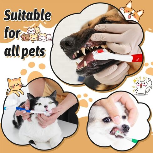 3 Pack Pet brush for Dogs Cats Double Headed with Soft Bristles Easy Teeth Cleaning Non Slip Dog Toothbrushes in Bulk in Saudi Arabia