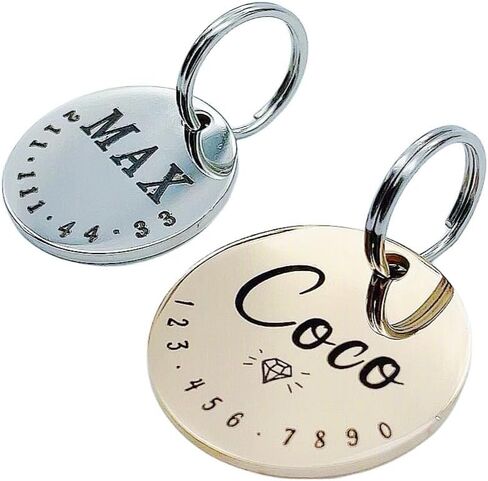Cats Dogs ID Tags Personalized Cute Symbols Pets Collar Name Accessories Simple Custom Engraved Pet Name Tags Anti-Lost Stainless Steel Charm (Gold) in Saudi Arabia
