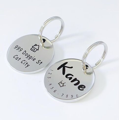 Cats Dogs ID Tags Personalized Cute Symbols Pets Collar Name Accessories Simple Custom Engraved Pet Name Tags Anti-Lost Stainless Steel Charm (Gold) in Saudi Arabia