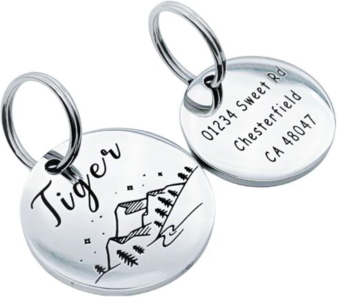Stainless Steel Pet ID Tags, Personalized Dog Tags and Cat Tags, Engraved on Both Sides, Different Designs, Up to 4 Lines on the Back in Saudi Arabia