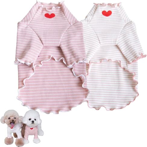2Pcs Cute Dog Shirt Breathable Stretchy Puppies Tshirt for Small Medium Dogs Sphynx Cats Kitten Frenchie Dachshund (L (10-12 lbs)) in Saudi Arabia