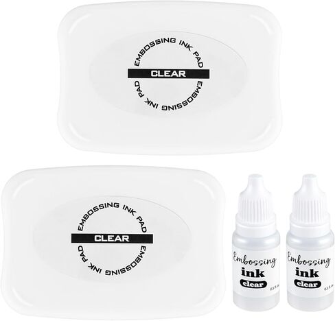 ForraFun 2 Pack 4 Inch Clear Embossing Ink Pad with 2 0.5 oz Refill Bottles for Crisp Stamping for DIY Cards and Scrapbooking, Detailed Embossing in Kuwait