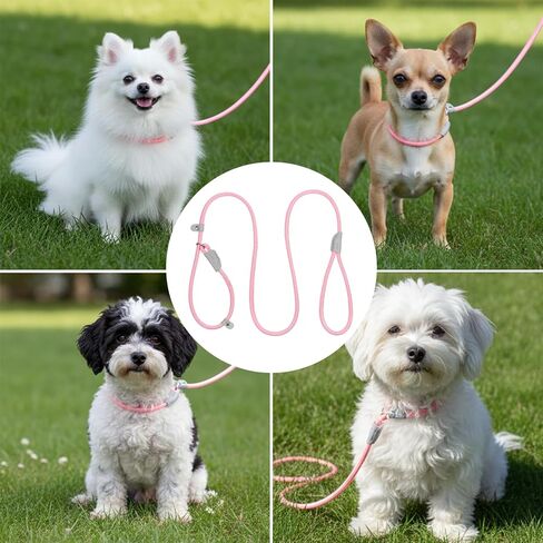 4.9 FT Dog Training Leash, Nylon Durable Slip Lead for Small, Medium Dogs, No Pull Rope Leash with Reflective Stitching and Adjustable Stopper, Comfortable Pet Training Rope Loop Leashes (Pink) in Saudi Arabia