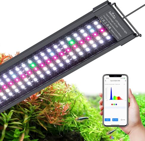 Bluetooth LED Aquarium Light with APP Control, 3 Modes for 18-24 Inch Fish Tank Light with Full Spectrum White Blue Red Green Lights, IP68 Waterproof with Extendable Brackets for Freshwater in Kuwait