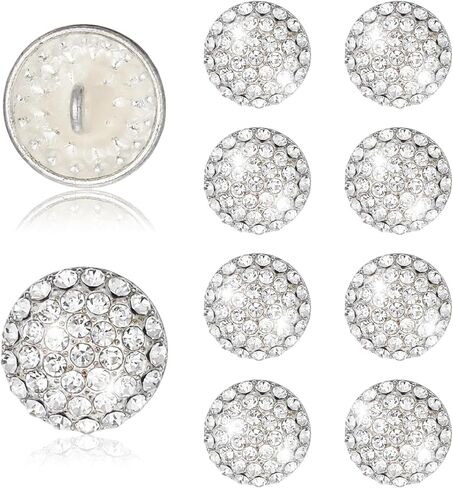 10 قطع من أزرار حجر الراين، خياطة كريستالية على الأزرار، أزرار أحجار الراين الفضية للملابس، خياطة ملابس الزفاف، مستلزمات تزيين الحرف اليدوية in Kuwait