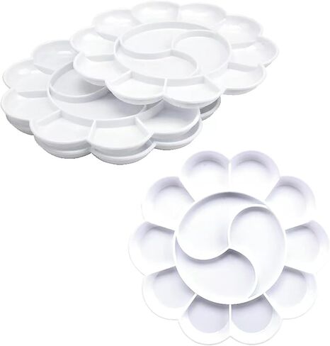 Paint Box, 4 Pcs 7 Inch of Diameter Plum Blossom Style White Plastic 13 Holes Box for Painting (4) in Saudi Arabia