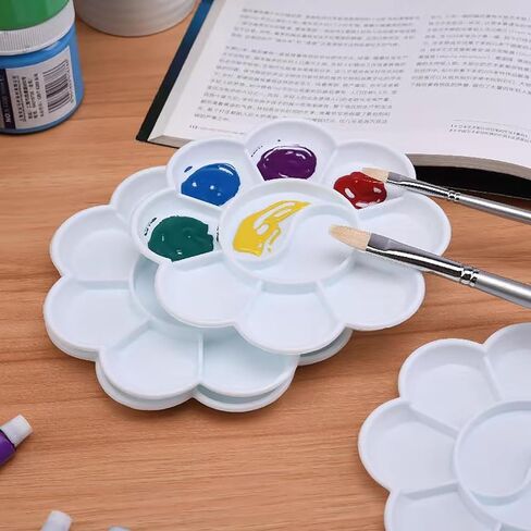Paint Box, 4 Pcs 7 Inch of Diameter Plum Blossom Style White Plastic 13 Holes Box for Painting (4) in Saudi Arabia