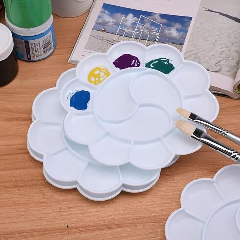 Paint Box, 4 Pcs 7 Inch of Diameter Plum Blossom Style White Plastic 13 Holes Box for Painting (4) in Saudi Arabia