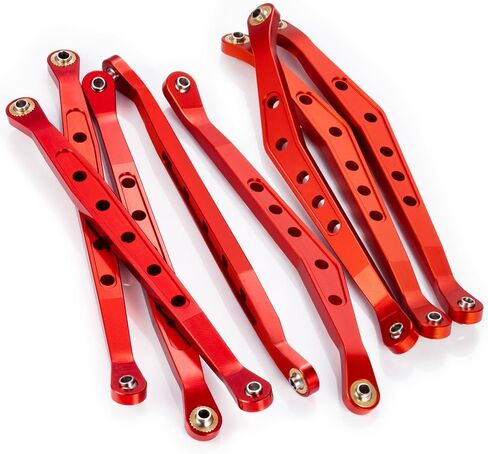 MOHERO Aluminum Linkage Rod Arm Set Upper and Lower Suspension Links Set of 8 for 1/10 Axial Wraith RC Truck (Red) in Saudi Arabia