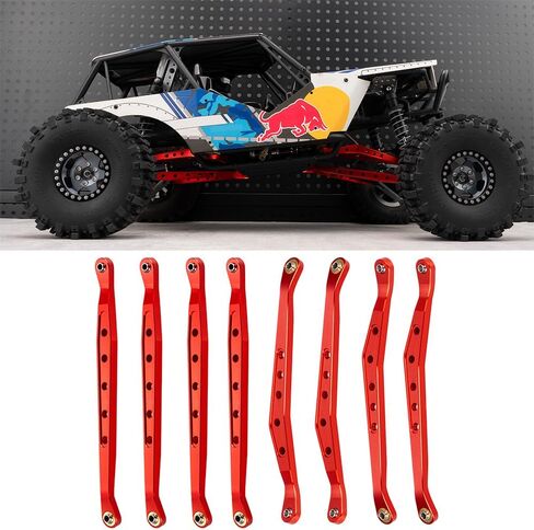 MOHERO Aluminum Linkage Rod Arm Set Upper and Lower Suspension Links Set of 8 for 1/10 Axial Wraith RC Truck (Red) in Saudi Arabia