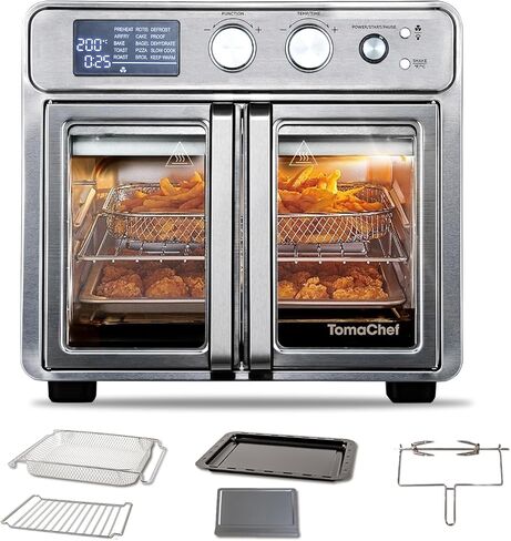 26QT French Door Air Fryer Toaster Oven Combo, 15 Cooking Functions including Rotisserie, and Digital Controls, 30 Recipes & 5 Accessories, Stainless Steel Finish in Saudi Arabia