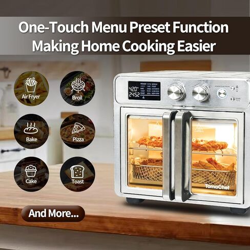26QT French Door Air Fryer Toaster Oven Combo, 15 Cooking Functions including Rotisserie, and Digital Controls, 30 Recipes & 5 Accessories, Stainless Steel Finish in Saudi Arabia