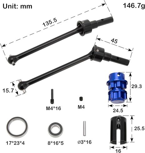 MEUS RACING 1/10 RC Steel CVD Driveshaft Front Rear Drive Shaft Set (#8654, #7758, #8950X, #8951) for Traxxas Maxx Slash RC Upgrades in Saudi Arabia