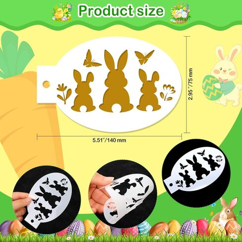 HOWAF 20pcs Easter Face Paint Stencils, Easter Bunny Face Painting Stencils Body Painting Stencils, Spring Flower Easter Egg Bunny Footprint Painting Templates for Easter Party Decor Makeup Supplies in Saudi Arabia