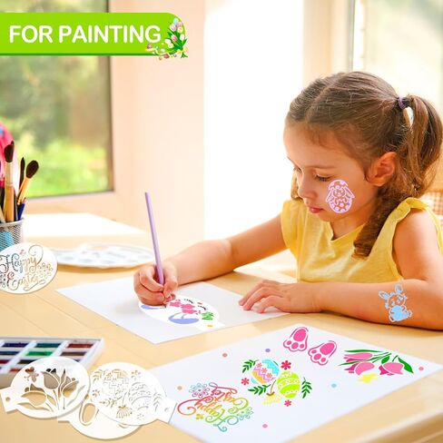 HOWAF 20pcs Easter Face Paint Stencils, Easter Bunny Face Painting Stencils Body Painting Stencils, Spring Flower Easter Egg Bunny Footprint Painting Templates for Easter Party Decor Makeup Supplies in Saudi Arabia