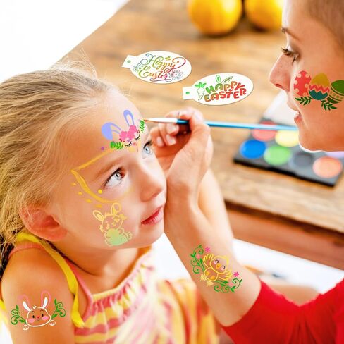 HOWAF 20pcs Easter Face Paint Stencils, Easter Bunny Face Painting Stencils Body Painting Stencils, Spring Flower Easter Egg Bunny Footprint Painting Templates for Easter Party Decor Makeup Supplies in Saudi Arabia