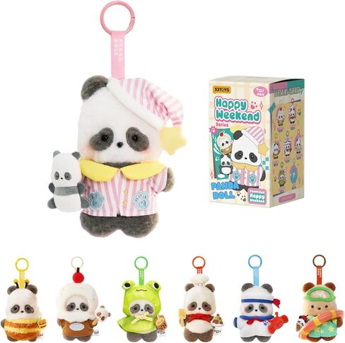 52TOYS Panda Roll Happy Weekend Series Blind Box Stuffed Animal Plush Toy with Soft and Adorable Design, 1PC Perfect for Cuddling, Display, and Unique Posing, Ideal Gift for Panda Enthusiasts in Saudi Arabia
