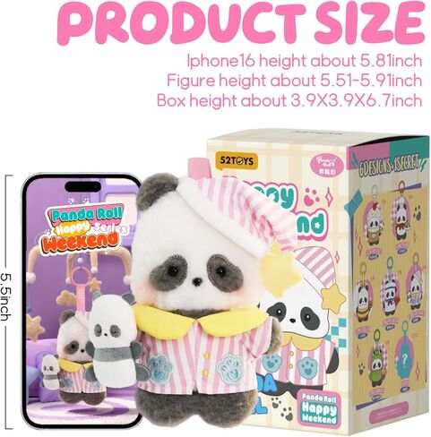 52TOYS Panda Roll Happy Weekend Series Blind Box Stuffed Animal Plush Toy with Soft and Adorable Design, 1PC Perfect for Cuddling, Display, and Unique Posing, Ideal Gift for Panda Enthusiasts in Saudi Arabia