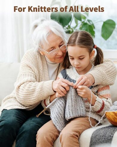 مجموعة 9 أزواج من إبر الحياكة المصنوعة من الخيزران مع 6 حوامل غرز، إبر حياكة خشبية ذات نقطة واحدة مقاس 2-10 مم، بطول 10 بوصات للأوشحة والقبعات والمبتدئين ومجموعة ملحقات الحياكة الكاملة in Kuwait