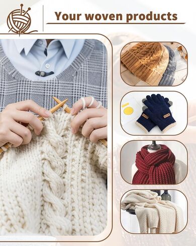 مجموعة 9 أزواج من إبر الحياكة المصنوعة من الخيزران مع 6 حوامل غرز، إبر حياكة خشبية ذات نقطة واحدة مقاس 2-10 مم، بطول 10 بوصات للأوشحة والقبعات والمبتدئين ومجموعة ملحقات الحياكة الكاملة in Kuwait