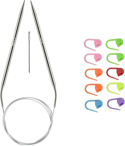 5.5mm/us9 Circular Knitting Needles 40-inch/100cm Ergonomic Design with Anti-Tangle Steel Wire and Smooth Seams Ideal for Sweaters, Scarves, Blankets, and Other Projects in Kuwait
