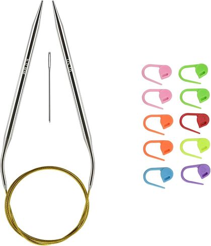 5.5mm/us9 Circular Knitting Needles 40-inch/100cm Ergonomic Design with Anti-Tangle Steel Wire and Smooth Seams Ideal for Sweaters, Scarves, Blankets, and Other Projects in Kuwait
