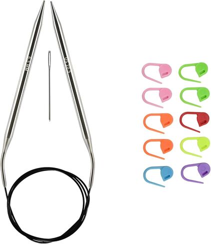5.5mm/us9 Circular Knitting Needles 40-inch/100cm Ergonomic Design with Anti-Tangle Steel Wire and Smooth Seams Ideal for Sweaters, Scarves, Blankets, and Other Projects in Kuwait