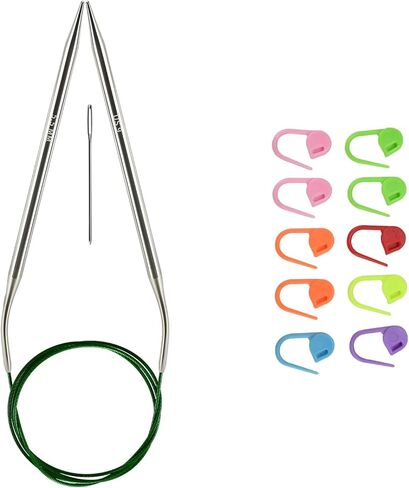 5.5mm/us9 Circular Knitting Needles 40-inch/100cm Ergonomic Design with Anti-Tangle Steel Wire and Smooth Seams Ideal for Sweaters, Scarves, Blankets, and Other Projects in Kuwait