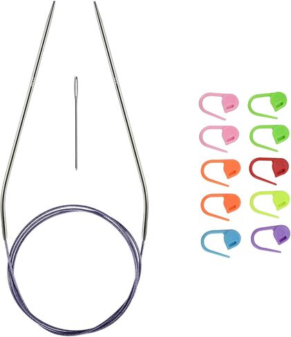 5.5mm/us9 Circular Knitting Needles 40-inch/100cm Ergonomic Design with Anti-Tangle Steel Wire and Smooth Seams Ideal for Sweaters, Scarves, Blankets, and Other Projects in Kuwait