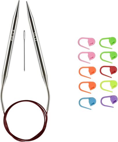 5.5mm/us9 Circular Knitting Needles 40-inch/100cm Ergonomic Design with Anti-Tangle Steel Wire and Smooth Seams Ideal for Sweaters, Scarves, Blankets, and Other Projects in Kuwait