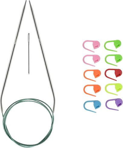 5.5mm/us9 Circular Knitting Needles 40-inch/100cm Ergonomic Design with Anti-Tangle Steel Wire and Smooth Seams Ideal for Sweaters, Scarves, Blankets, and Other Projects in Kuwait