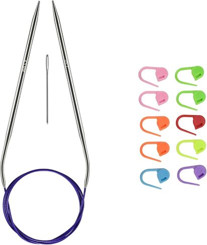 5.5mm/us9 Circular Knitting Needles 40-inch/100cm Ergonomic Design with Anti-Tangle Steel Wire and Smooth Seams Ideal for Sweaters, Scarves, Blankets, and Other Projects in Kuwait