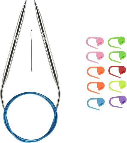 5.5mm/us9 Circular Knitting Needles 40-inch/100cm Ergonomic Design with Anti-Tangle Steel Wire and Smooth Seams Ideal for Sweaters, Scarves, Blankets, and Other Projects in Kuwait