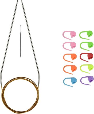 5.5mm/us9 Circular Knitting Needles 40-inch/100cm Ergonomic Design with Anti-Tangle Steel Wire and Smooth Seams Ideal for Sweaters, Scarves, Blankets, and Other Projects in Kuwait