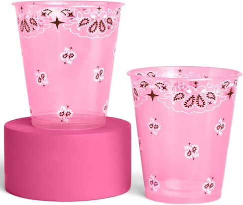 xo, Fetti Cowgirl Plastic Cups - Set of 16 | Western Party, Pink Cowgirl, Yeehaw Cups, Bandana Print, Girls Birthday, Boot Decorations in Saudi Arabia