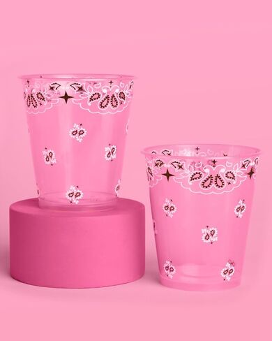 xo, Fetti Cowgirl Plastic Cups - Set of 16 | Western Party, Pink Cowgirl, Yeehaw Cups, Bandana Print, Girls Birthday, Boot Decorations in Saudi Arabia