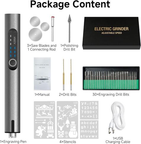 Cordless Electric Engraving Pen with 37 Bits, Portable USB-C Rechargeable Engraver Pen with LED Light - 3-Speed Precision DIY Etching Machine for Wood, Metal, Glass, Plastic, Jewelry & Craft in Kuwait