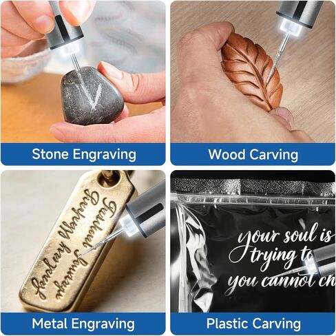 Cordless Electric Engraving Pen with 37 Bits, Portable USB-C Rechargeable Engraver Pen with LED Light - 3-Speed Precision DIY Etching Machine for Wood, Metal, Glass, Plastic, Jewelry & Craft in Kuwait