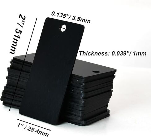1 "× 2" فراغات نقش من الألومنيوم المؤكسد باللون الأسود علامات مستطيلة فارغة للنقش والختم بالليزر. عبوة من 25 قطعة (أسود) in Kuwait