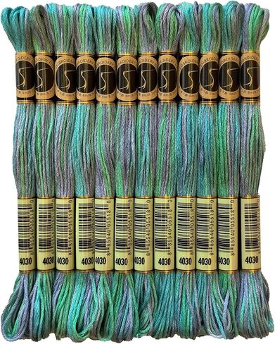 حزمة خيط تطريز بألوان سحرية متنوعة من خيوط الغرز المتقاطعة، 8.7 ياردة، حديقة مونيتس، حزمة من 12 خصلة من الخيوط in Kuwait